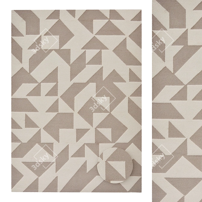 Modern Beige Geometric Rug 3D model image 1