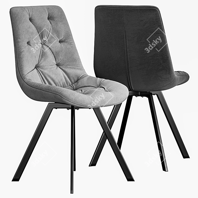 Valente Velvet Dining Chair with Black Metal Legs 3D model image 2