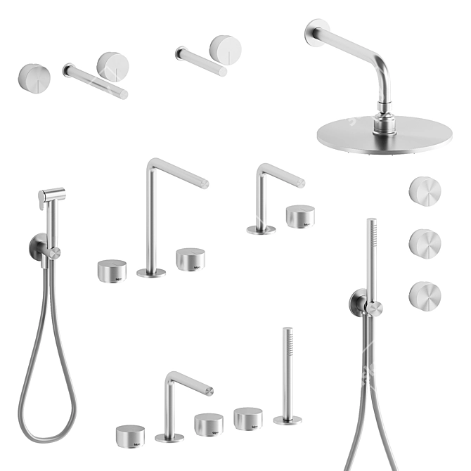 Modern Hydrobrush Fittings Collection 3D model image 1