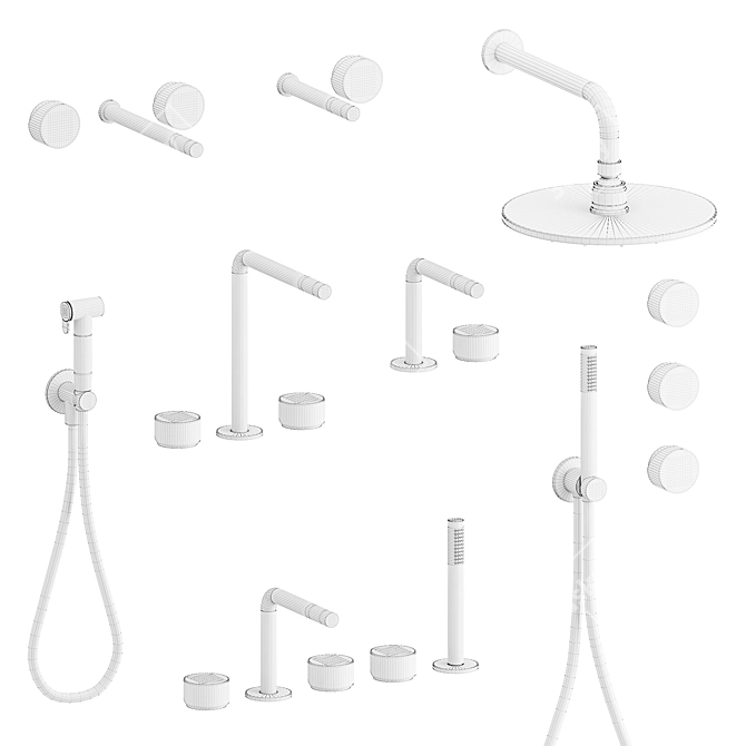 Modern Hydrobrush Fittings Collection 3D model image 6