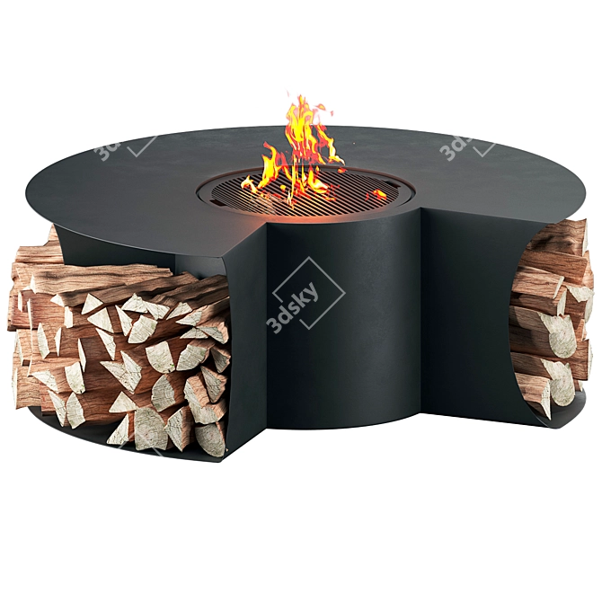  Designer Outdoor Fire Pit Table 3D model image 11