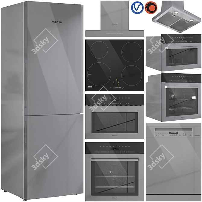 Miele Stainless Steel Appliance Set 3D model image 1