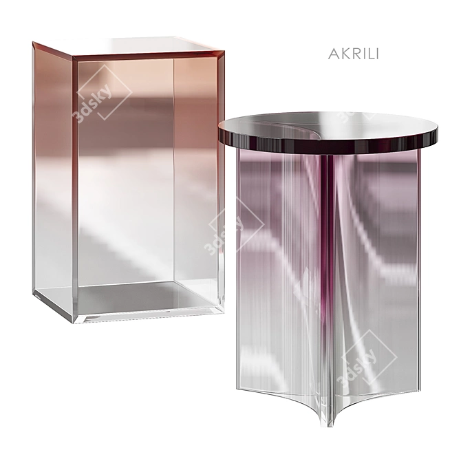 Akrili Acrylic Side Table Set 3D model image 2