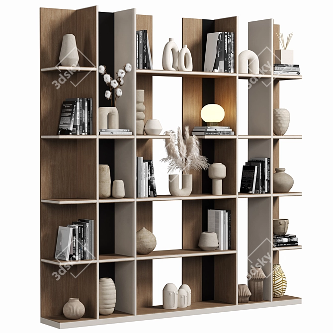 Versatile Modular Bookcase with Texture Options 3D model image 2