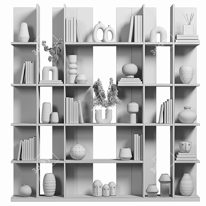 Versatile Modular Bookcase with Texture Options 3D model image 4