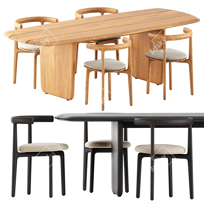 Outdoor Chic Set: Himba Chair & Nairobi Table 3D model image 1