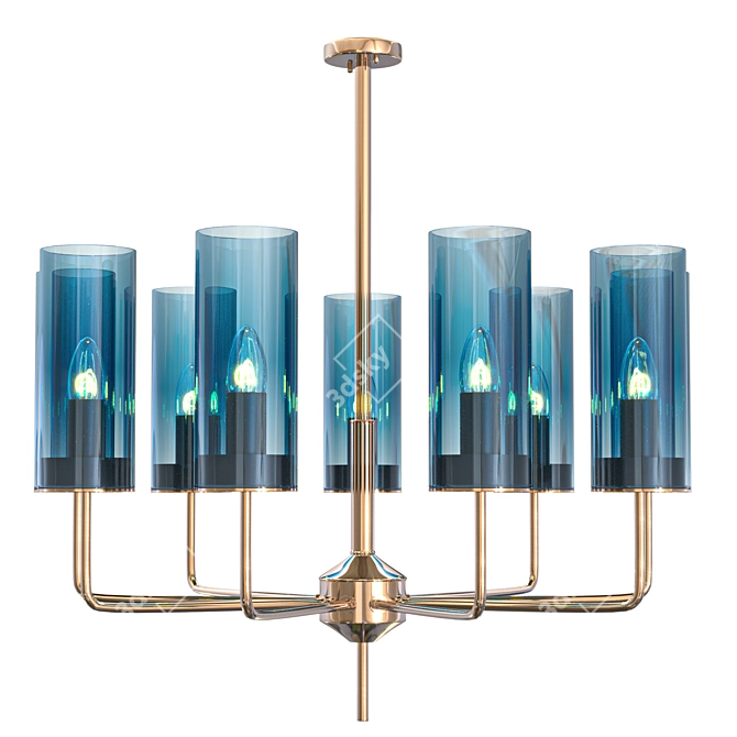 Post-Modern Amber Glass Chandelier 3D model image 1