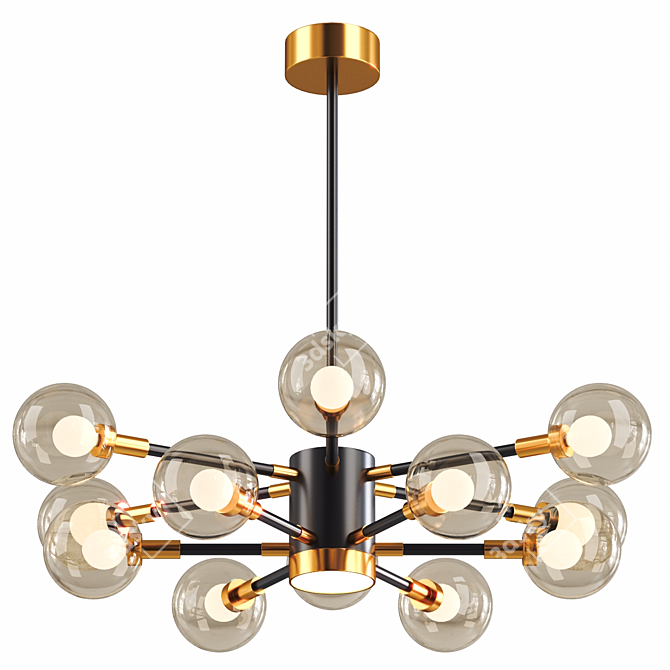 Double Dome Brass Chandelier 3D model image 2