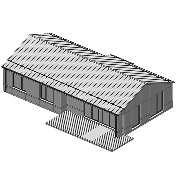 Modern Stucco Wood Brick House 3D model image 3