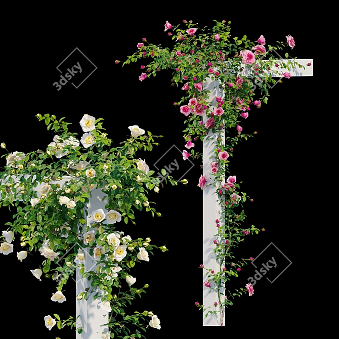 Title: Colorful Climbing Rose Flowers 3D model image 2