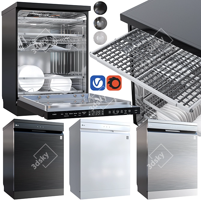 Premium LG Dishwasher Model showcase 3D model image 1