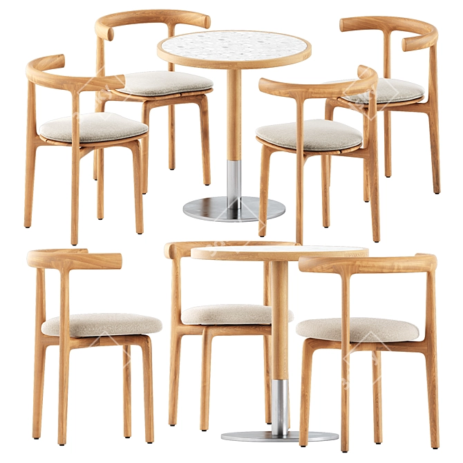Modern Outdoor Chair & Table 3D model image 1