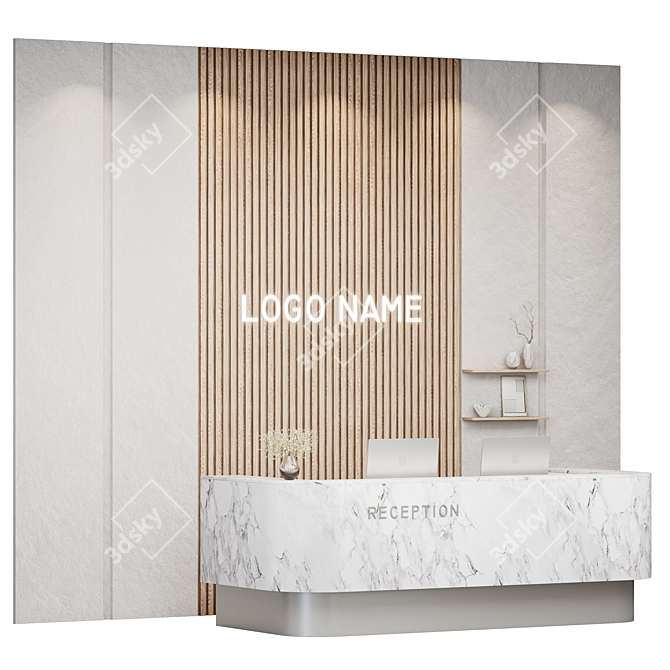 Modern Reception Desk 3D Model 3D model image 2