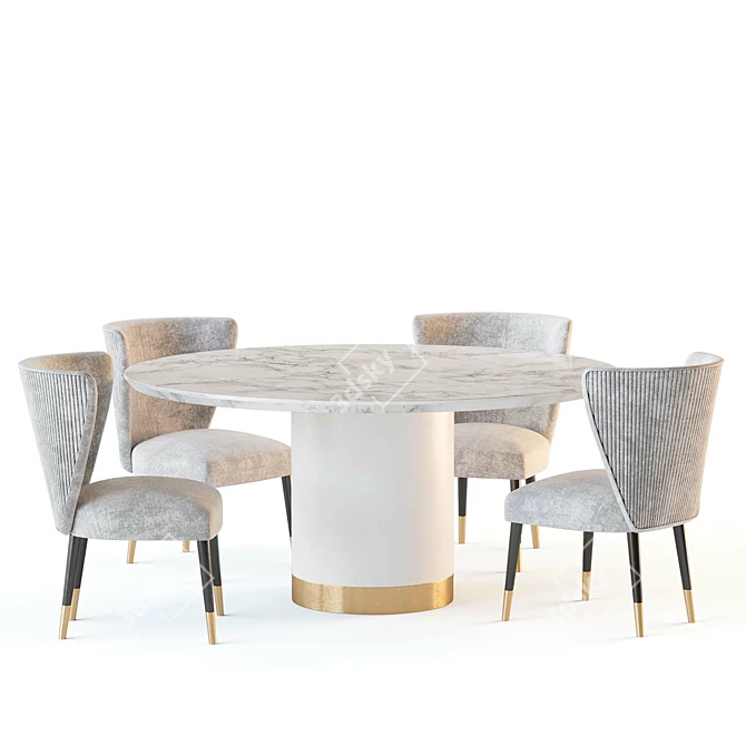 Marble Dining Set Ontario & New York 3D model image 1