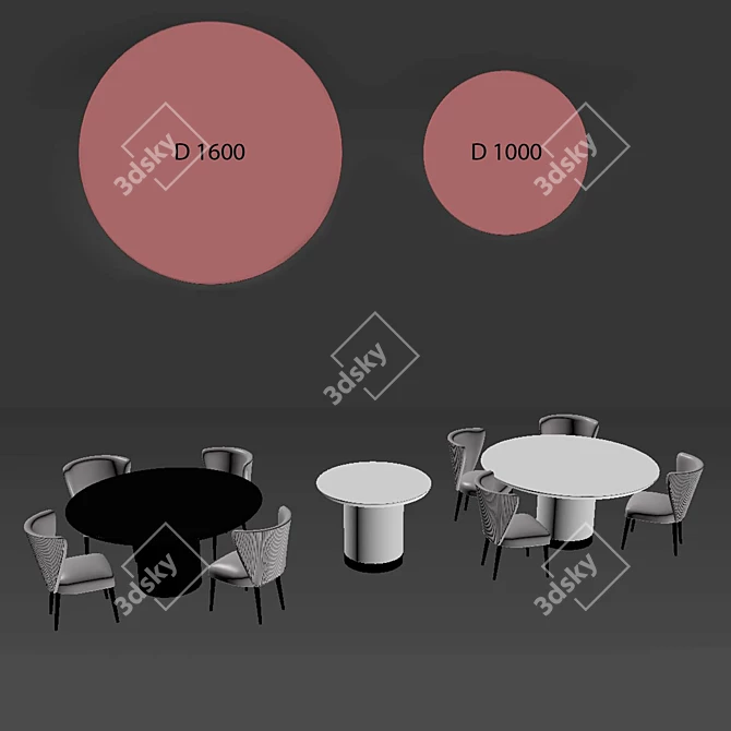 Marble Dining Set Ontario & New York 3D model image 7