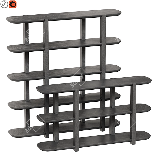 Modern Edge Bookshelf Duo, Milla&Milli 3D model image 1