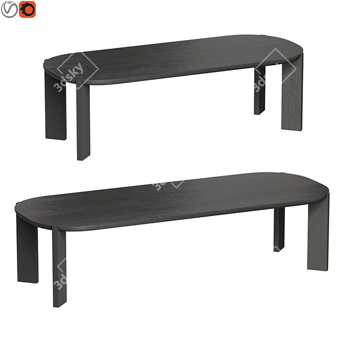 Modern Edge Dining Table, XL 3D model image 1