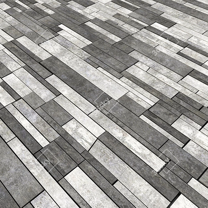 Polygonal Textured Pavement Kit 3D model image 3