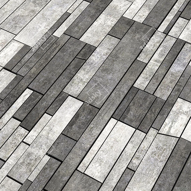 Polygonal Textured Pavement Kit 3D model image 4