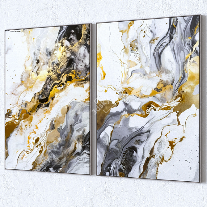 Modern Wall Paintings Set 3002 3D model image 2