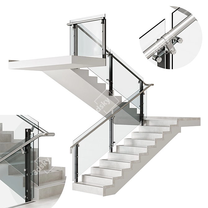 Sleek Staircase (024-1) 3D model image 1