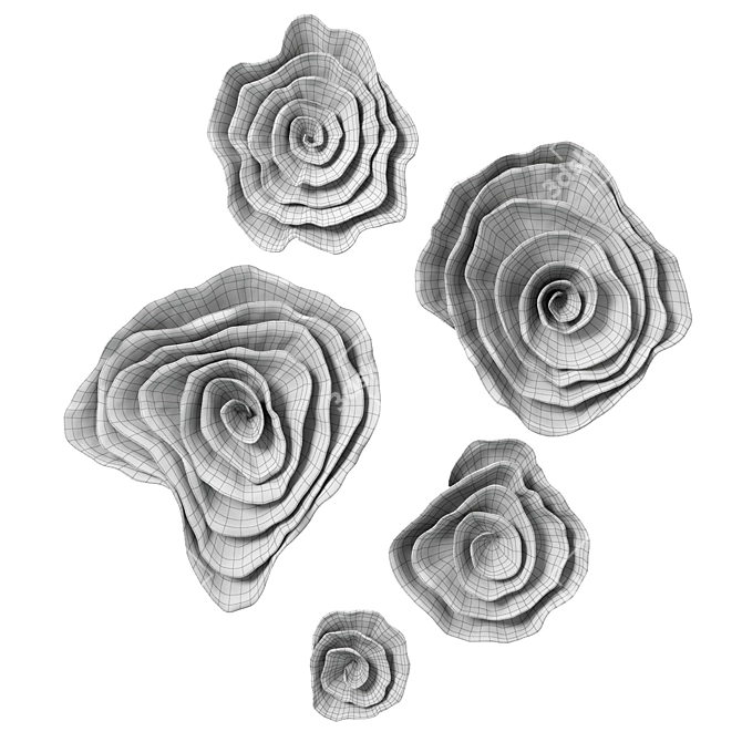 Chic Freeform Floral Wall Plaques 3D model image 4