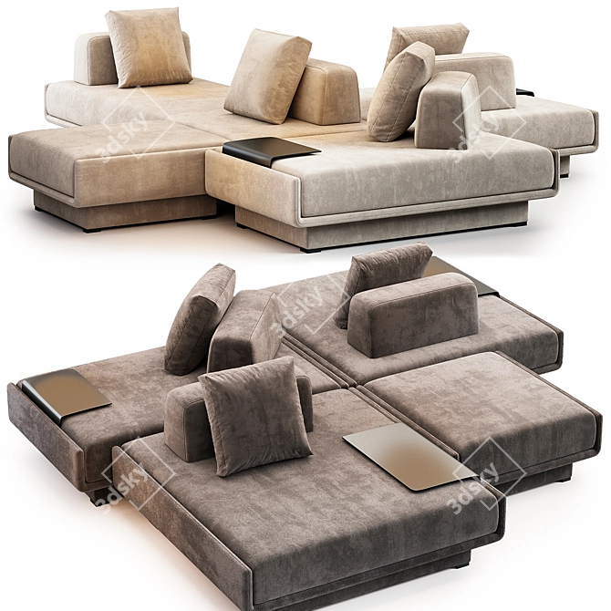 Elegant Lilas Mosaique Sofa Set 3D model image 2