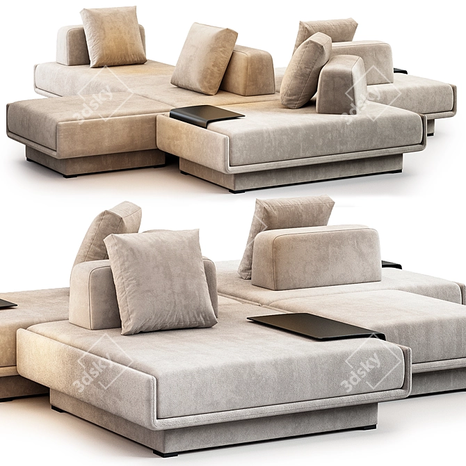 Elegant Lilas Mosaique Sofa Set 3D model image 3