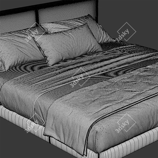 Modern Faux Leather Bed 2013 3D model image 3