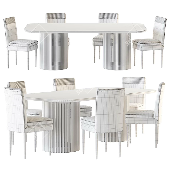  Rustic Dining Set Nordfeld Anaco 3D model image 6