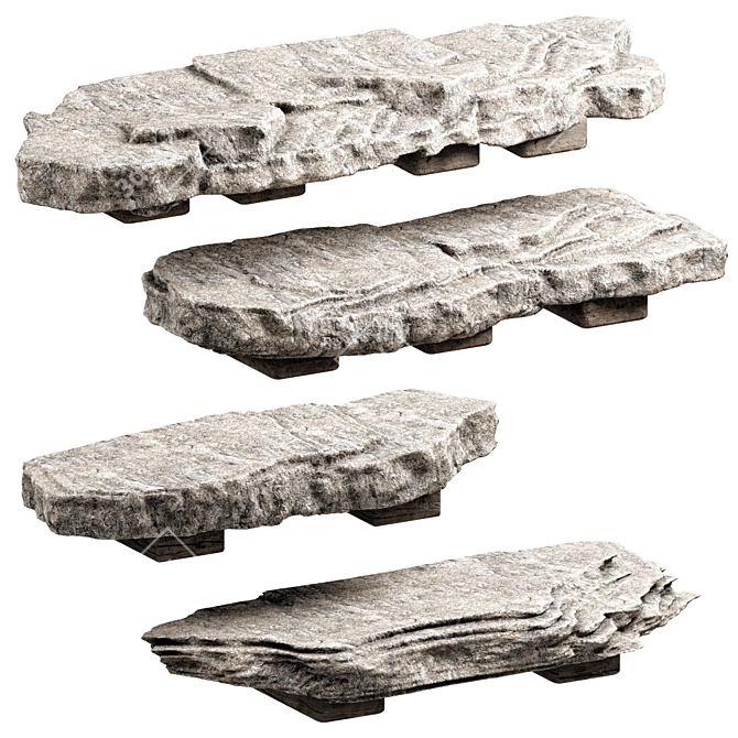 Custom Stone Decor Shelves Set 3D model image 1