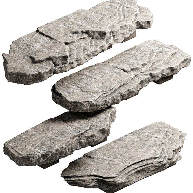 Custom Stone Decor Shelves Set 3D model image 2