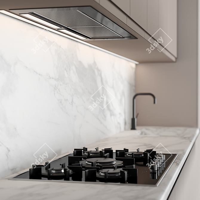 Modern Kitchen Module: 4K Marble 3D model image 3