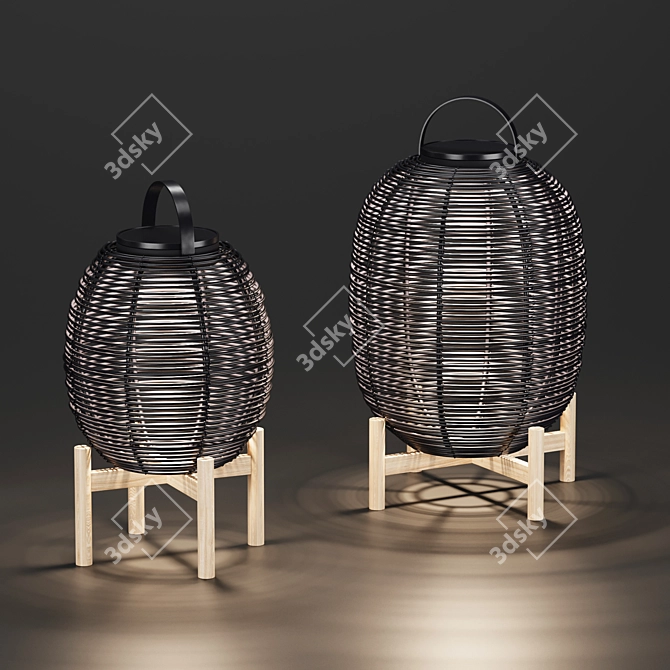 Wicker Solar Lantern Tika 3D model image 5