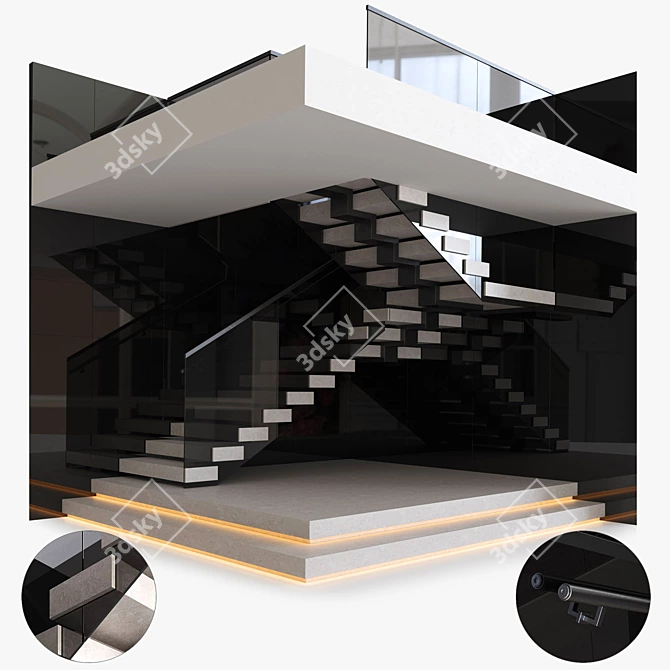  Modern Staircase Design 3D Model 3D model image 1