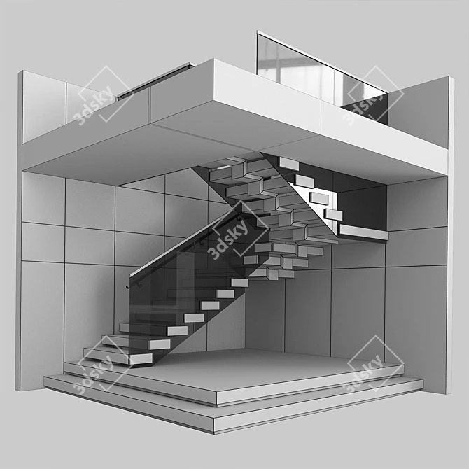  Modern Staircase Design 3D Model 3D model image 6