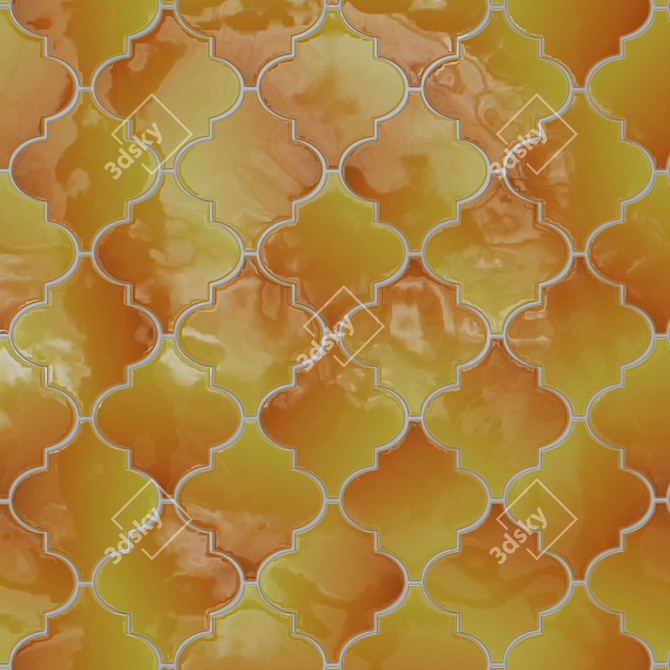 Arabesque Maiolica Tile Texture 3D model image 5