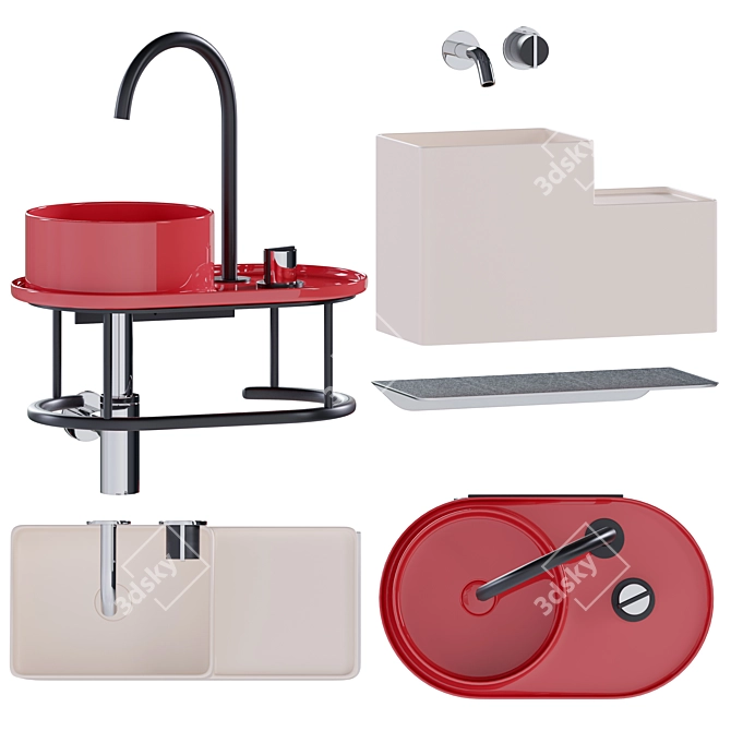 Italian Combo Wash Station 3D model image 1
