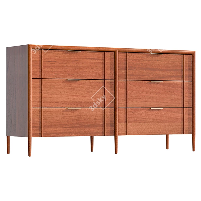  Stylish & Spacious 6-Drawer Dresser 3D model image 1