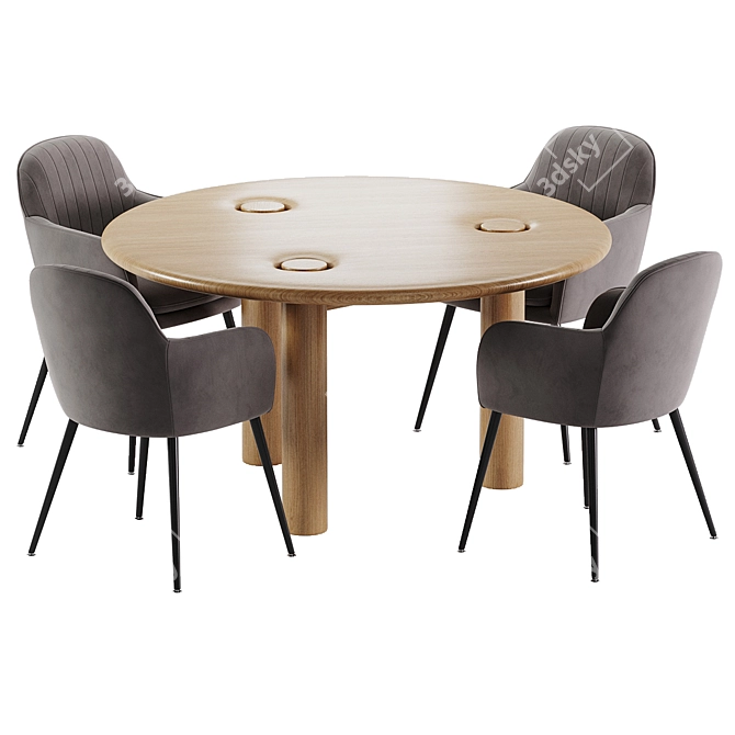 Modern Dining Set 82 Furniture 3D model image 3