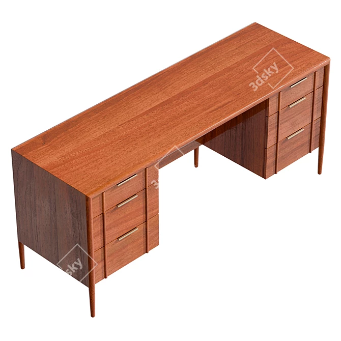 Quincy Executive Desk, UV Unwrapped 3D model image 5