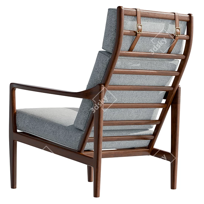 Luxury Bouclé Lounge Chair with Headrest 3D model image 3