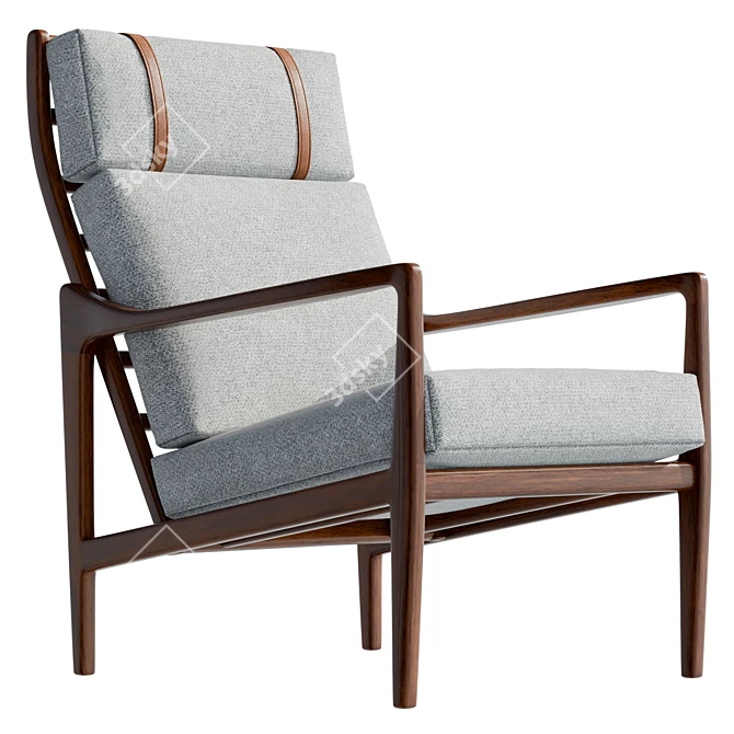 Luxury Bouclé Lounge Chair with Headrest 3D model image 4