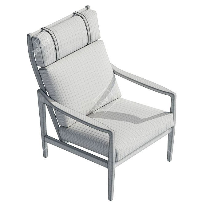 Luxury Bouclé Lounge Chair with Headrest 3D model image 6