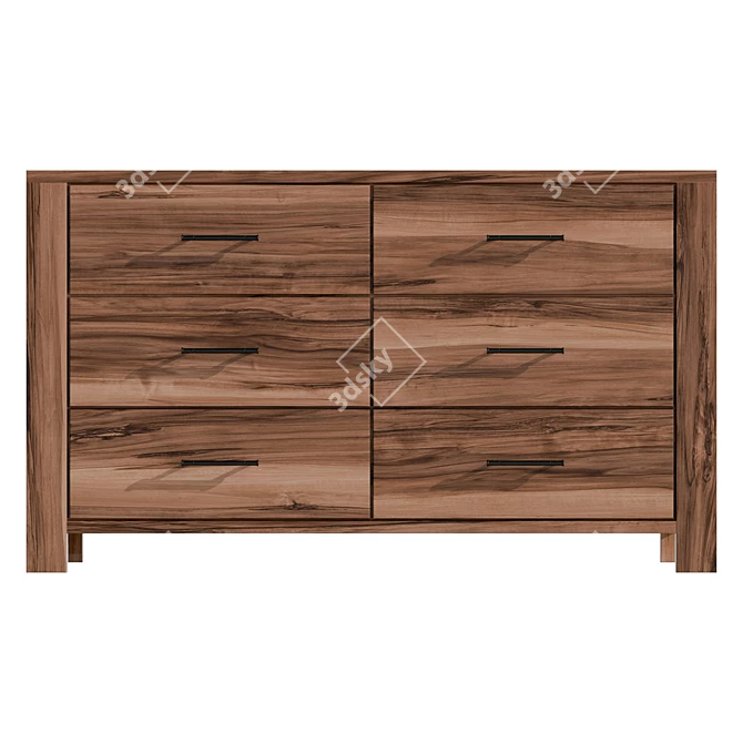 Modern 6-Drawer Double Dresser 3D model image 2