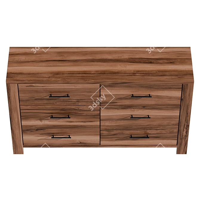 Modern 6-Drawer Double Dresser 3D model image 3