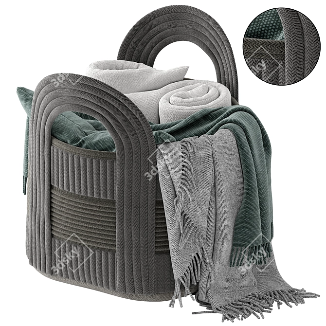 Cozy Basket Set with Blanket 3D model image 1