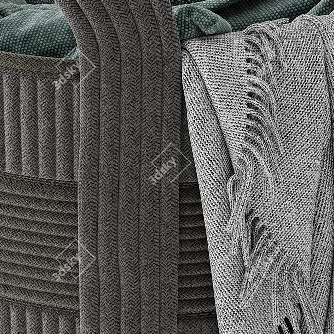 Cozy Basket Set with Blanket 3D model image 5