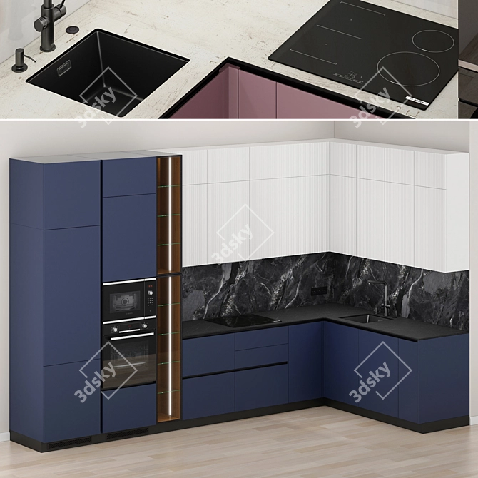 Modern Kitchen Set with Top Brands 3D model image 4