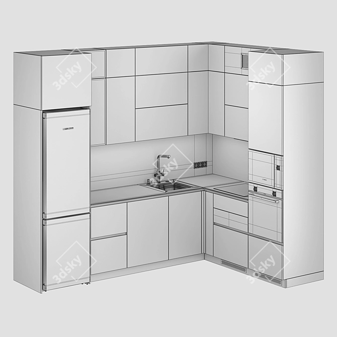 Modern Kitchen Set with Top Brands 3D model image 7
